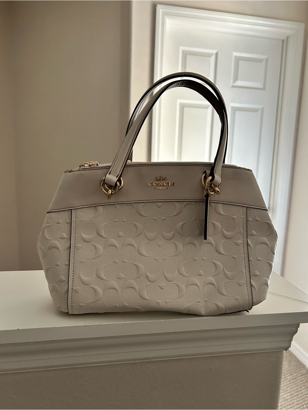 Coach Signature Embossed Logo Pebble Leather Brooke Handbag